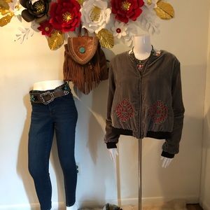 Crazy Train Rodeo Runway Grey Velour Jacket.